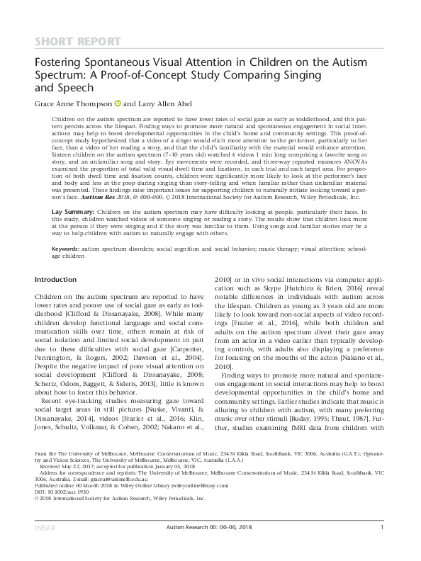 (PDF) Fostering Spontaneous Visual Attention in Children on the Autism ...