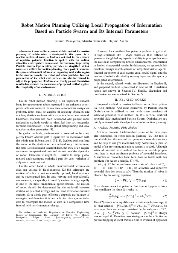 (PDF) Robot motion planning utilizing local propagation of information ...