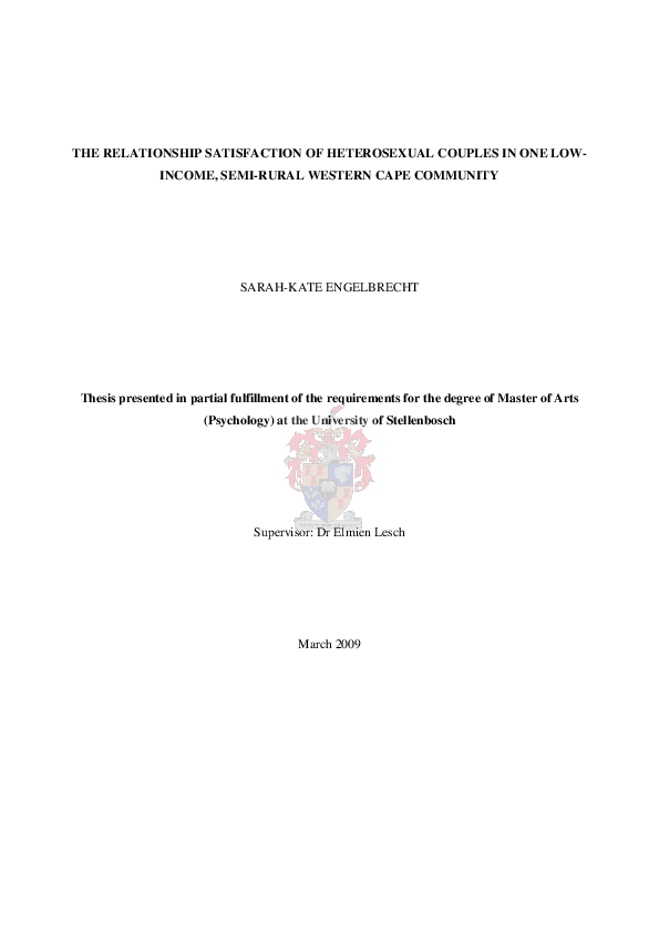 (PDF) The relationship satisfaction of heterosexual couples in one low ...