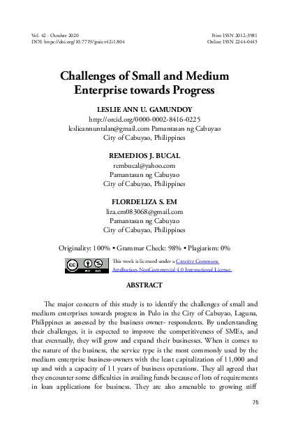 (PDF) Challenges of Small and Medium Enterprise towards Progress