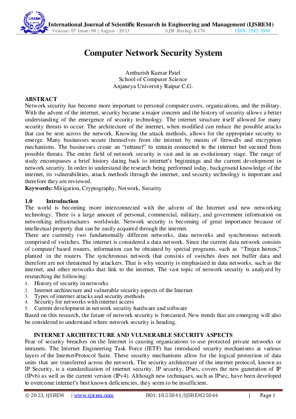 (PDF) Computer Network Security System