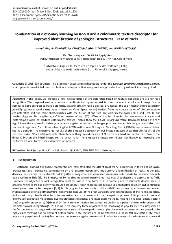 (PDF) Combination of dictionary learning by K-SVD and a colorimetric ...