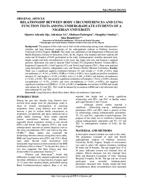 (PDF) Relationship Between Body Circumferences and Lung Function Tests ...