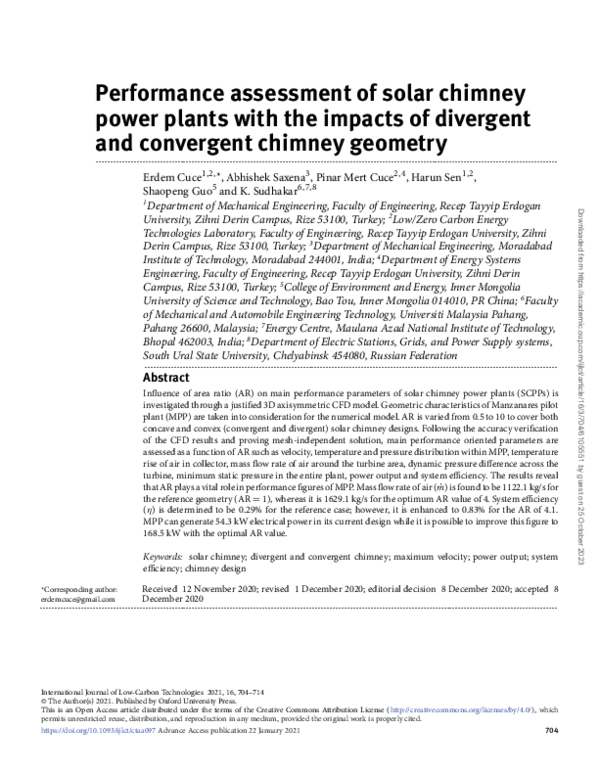 (PDF) Performance assessment of solar chimney power plants with the ...
