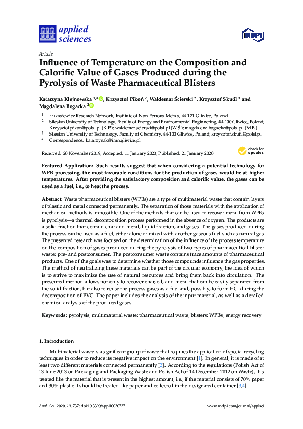 (PDF) Influence of Temperature on the Composition and Calorific Value ...