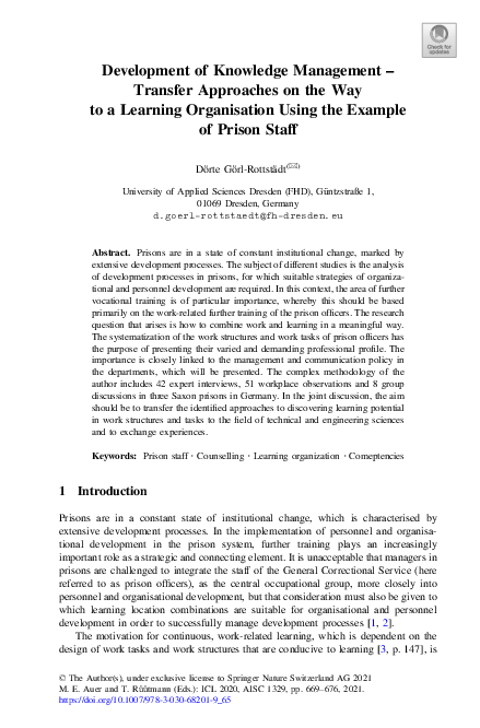 (PDF) Development of Knowledge Management – Transfer Approaches on the ...