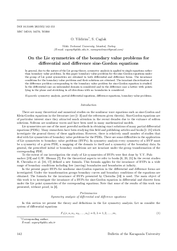 (PDF) On the Lie symmetries of the boundary value problems for ...