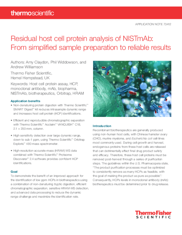 (PDF) Residual host cell protein analysis of NISTmAb: From simplified ...