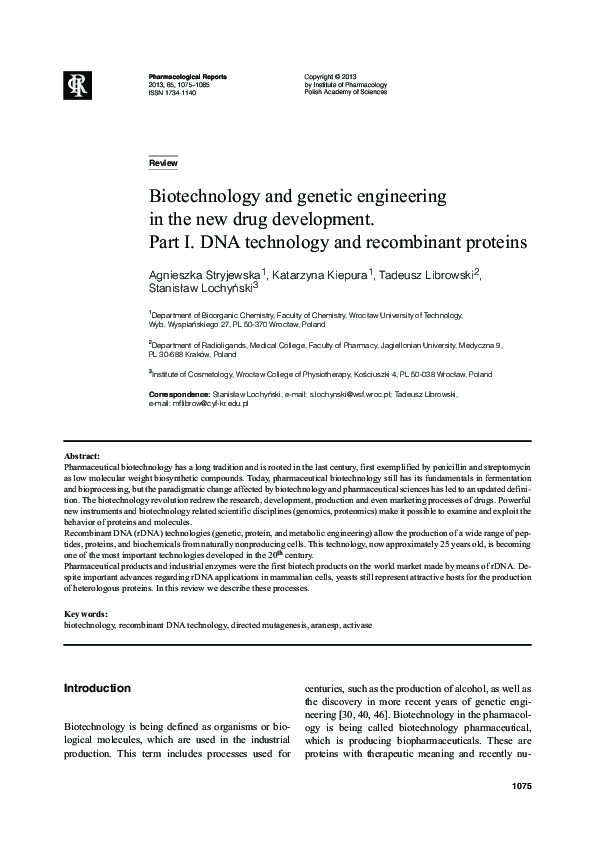 (PDF) Biotechnology and genetic engineering in the new drug development ...