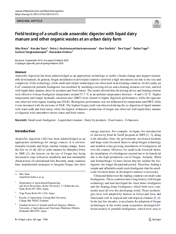 (PDF) Field testing of a small-scale anaerobic digester with liquid ...