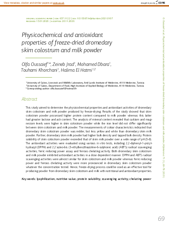 (PDF) Physicochemical and antioxidant properties of freeze-dried ...