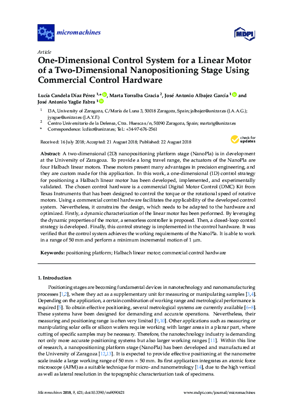 (PDF) One-Dimensional Control System for a Linear Motor of a Two ...