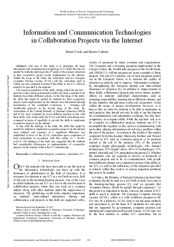 (PDF) Information and Communication Technologies in Collaboration ...