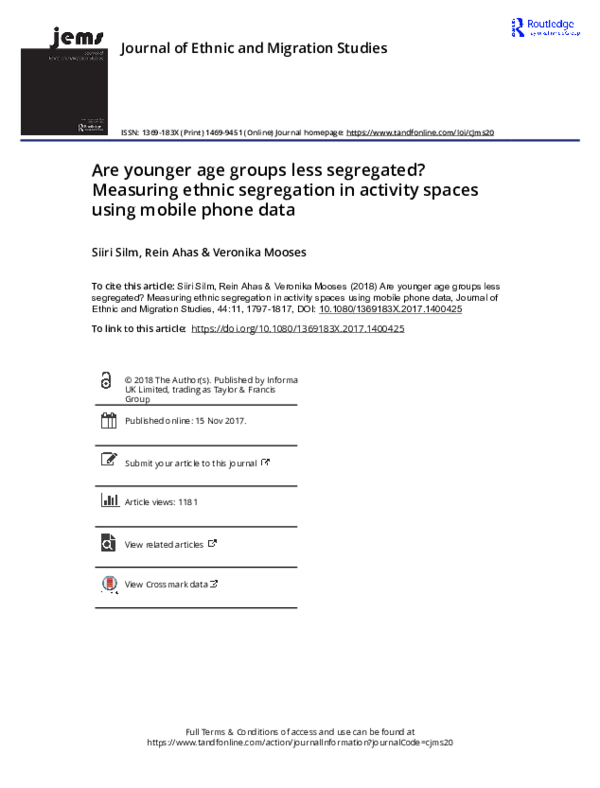 (PDF) Are younger age groups less segregated? Measuring ethnic ...