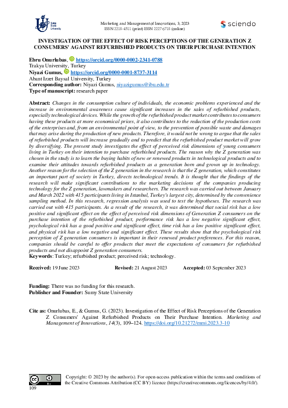 (PDF) INVESTIGATION OF THE EFFECT OF RISK PERCEPTIONS OF THE GENERATION ...