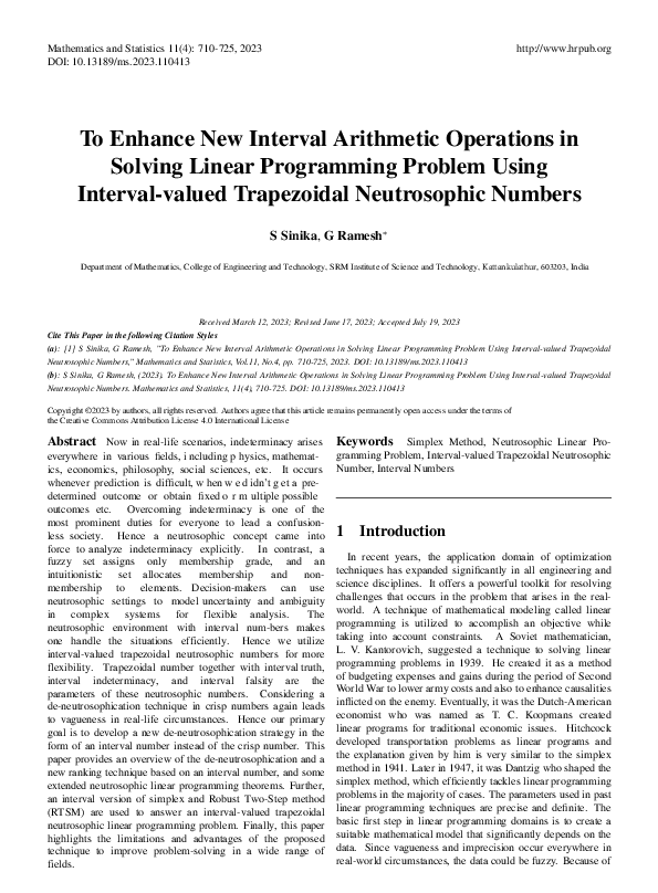 (PDF) To Enhance New Interval Arithmetic Operations in Solving Linear ...