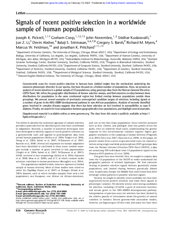 (PDF) Signals of recent positive selection in a worldwide sample of ...