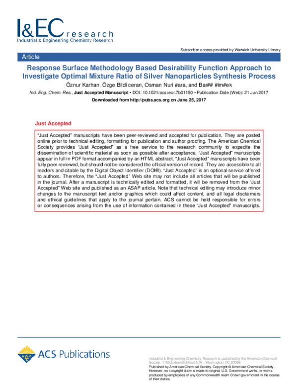 (PDF) Response Surface Methodology Based Desirability Function Approach ...