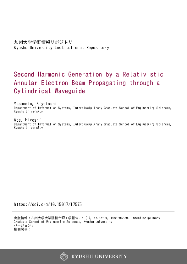 (PDF) Second Harmonic Generation by a Relativistic Annular Electron ...