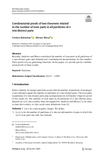 (PDF) Combinatorial proofs of two theorems related to the number of ...