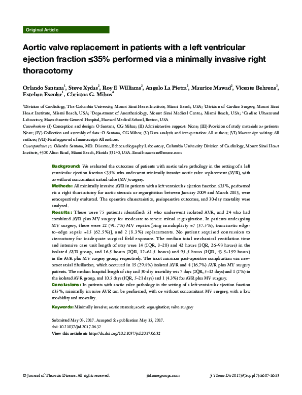 (PDF) Aortic valve replacement in patients with left ventricular ...