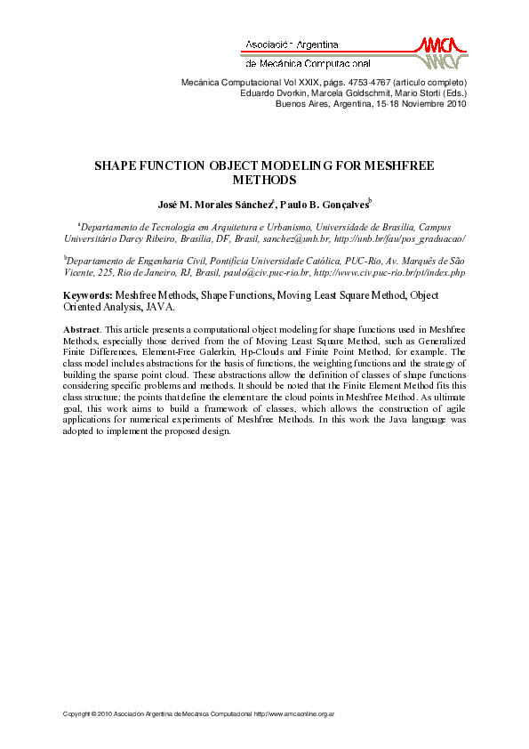 (PDF) Shape Function Object Modeling for Meshfree Methods