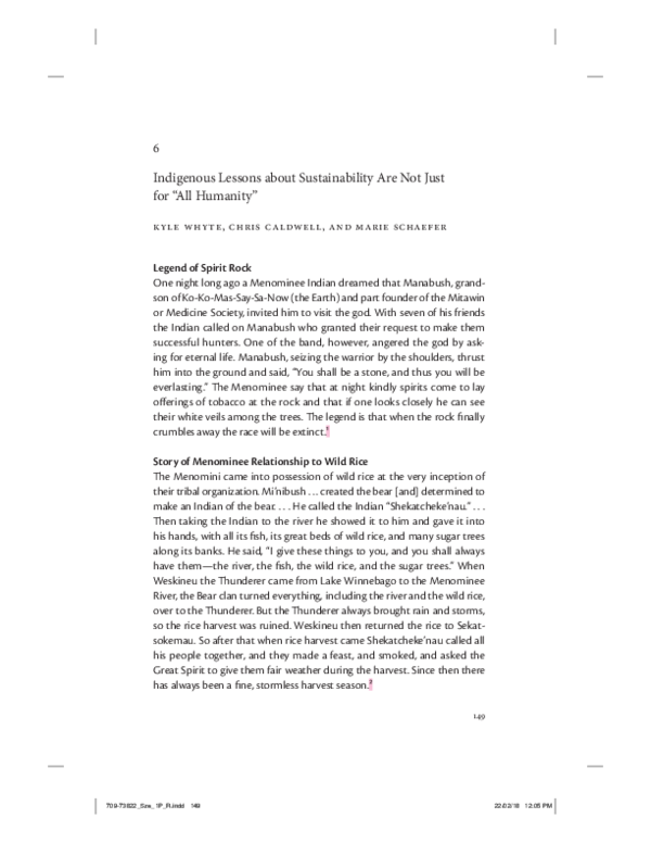(PDF) 6. Indigenous Lessons about Sustainability Are Not Just for “All ...