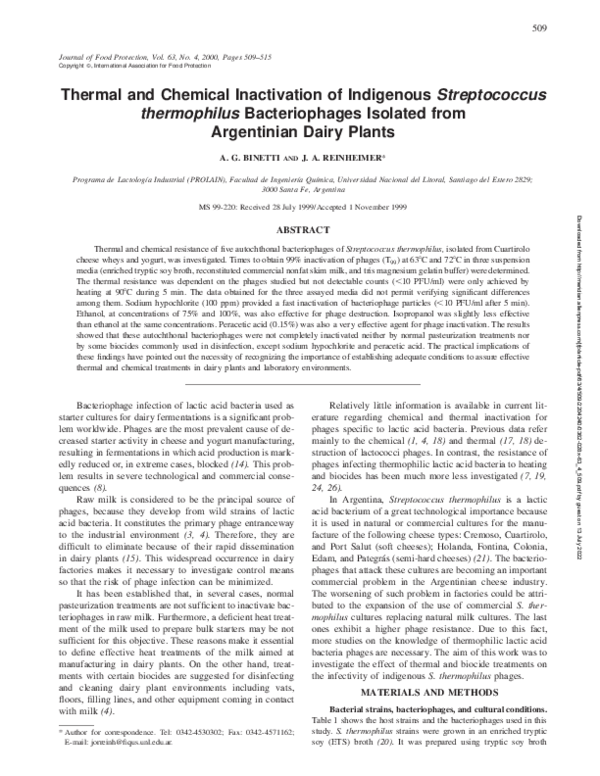 (PDF) Thermal and Chemical Inactivation of Indigenous Streptococcus ...