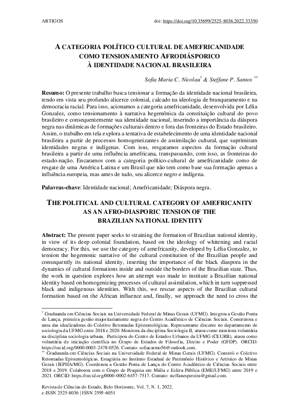 (PDF) A categoria político cultural de amefricanidade como ...