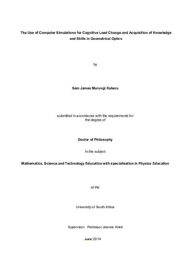 (PDF) The Use of Computer Simulations for Cognitive Load Change and ...