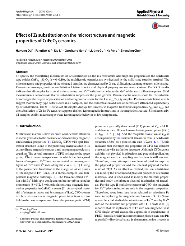 (PDF) Effect of Zr substitution on microstructure and magnetic ...