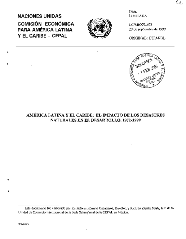 (PDF) América Latina y el Caribe: el impacto de los desastres naturales ...