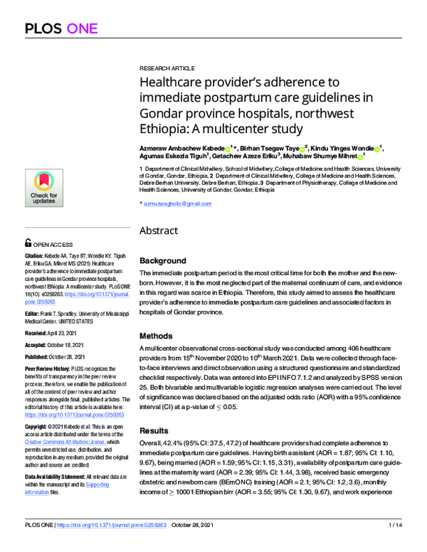 (PDF) Healthcare provider’s adherence to immediate postpartum care ...