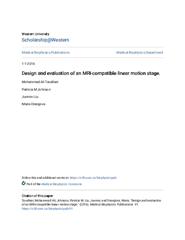 (PDF) Design and evaluation of an MRI-compatible linear motion stage