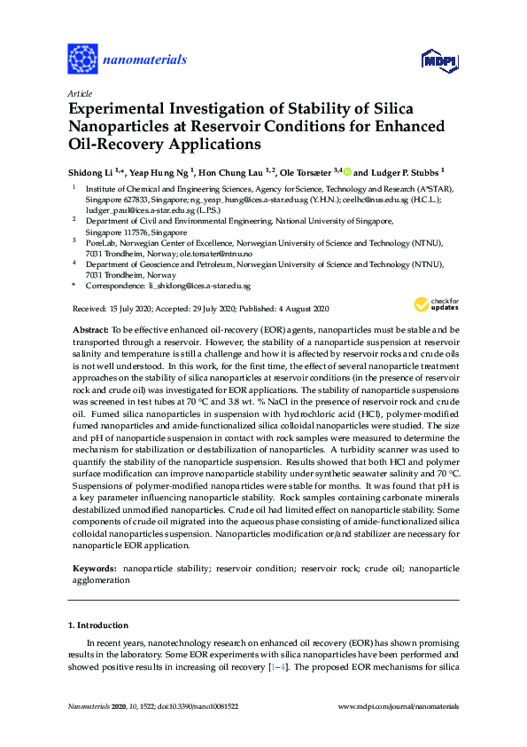 (PDF) Experimental Investigation of Stability of Silica Nanoparticles ...