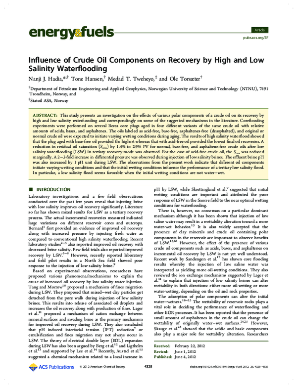 (PDF) Influence of Crude Oil Components on Recovery by High and Low ...