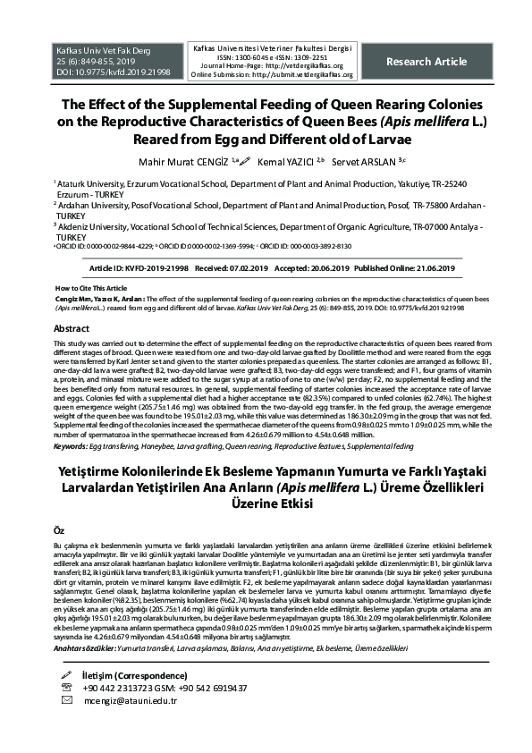 (PDF) The effect of the supplemental feeding of queen rearing colonies ...