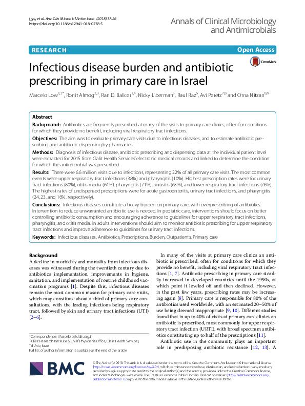(PDF) Infectious disease burden and antibiotic prescribing in primary ...