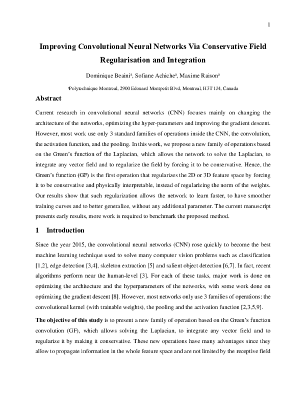 (PDF) Improving Convolutional Neural Networks Via Conservative Field ...