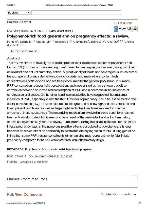 (PDF) Polyphenolrich food general and on pregnancy effects a review