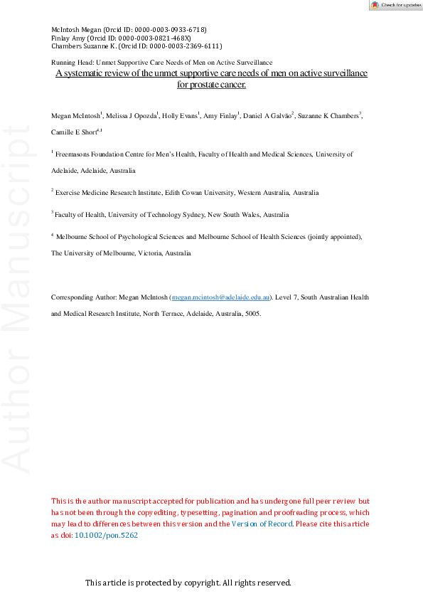 (PDF) A systematic review of the unmet supportive care needs of men on ...