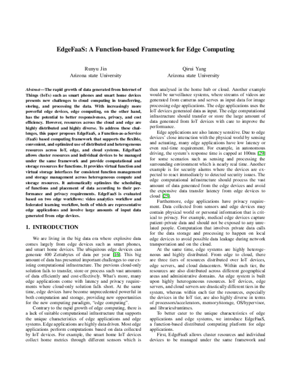 (PDF) EdgeFaaS: A Function-based Framework for Edge Computing