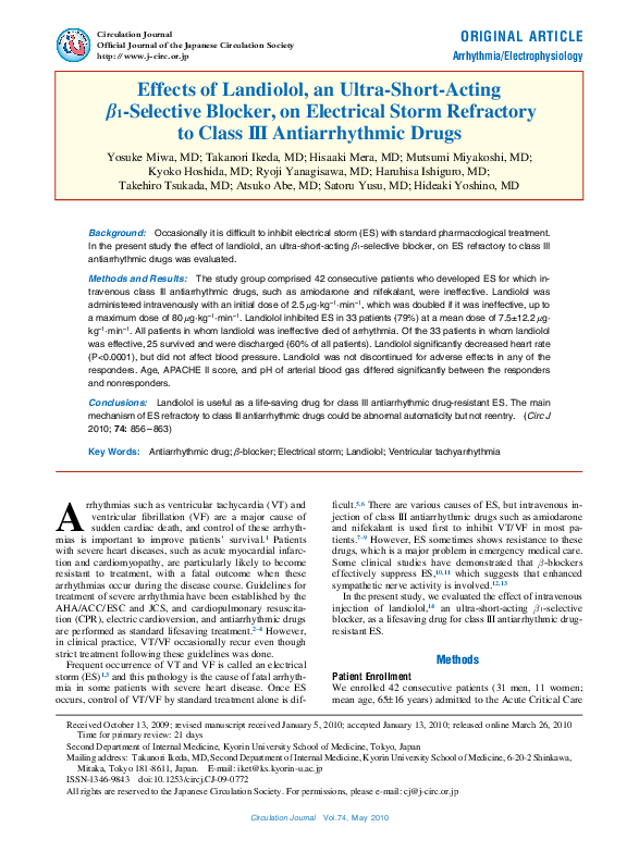 (PDF) Effects of Landiolol, an Ultra-Short-Acting .BETA.1-Selective ...