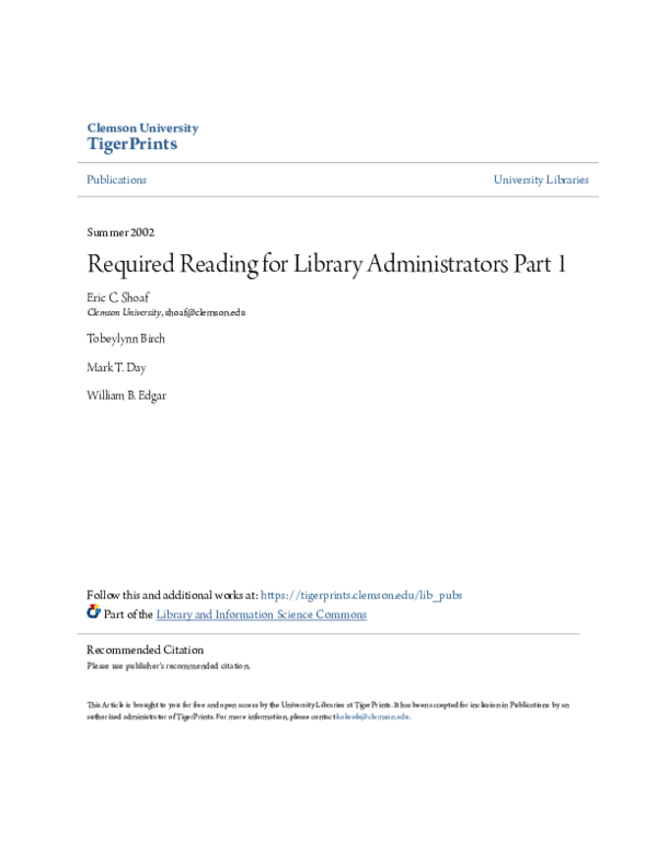 (PDF) Required Reading for Library Administrators Part 1