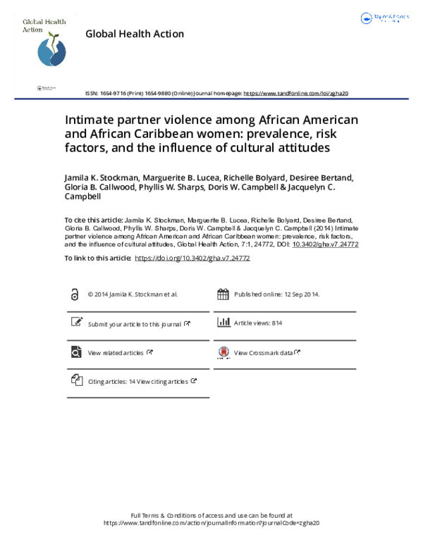 (PDF) Intimate partner violence among African American and African ...