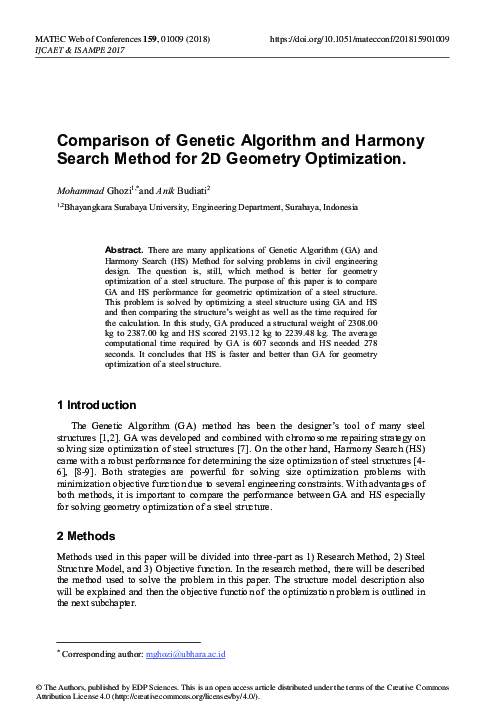 (PDF) Comparison of Genetic Algorithm and Harmony Search Method for 2D ...