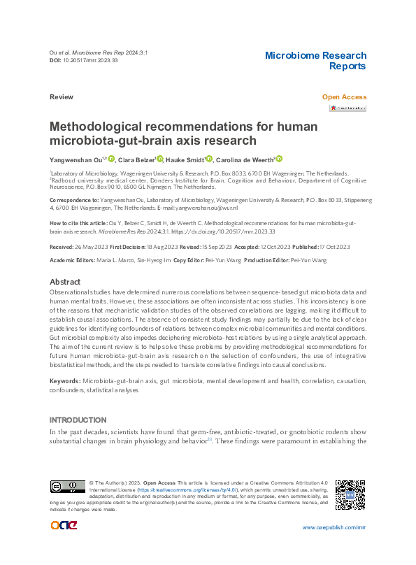(PDF) Methodological recommendations for human microbiota-gut-brain ...