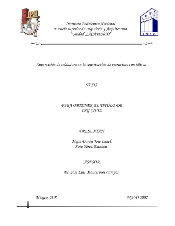 Pdf Supervision De Soldadura En La Construccion De Estructuras Metalicas