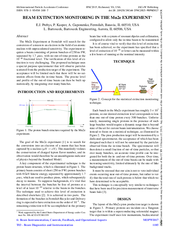 (PDF) Beam Extinction Monitoring in the Mu2e Experiment