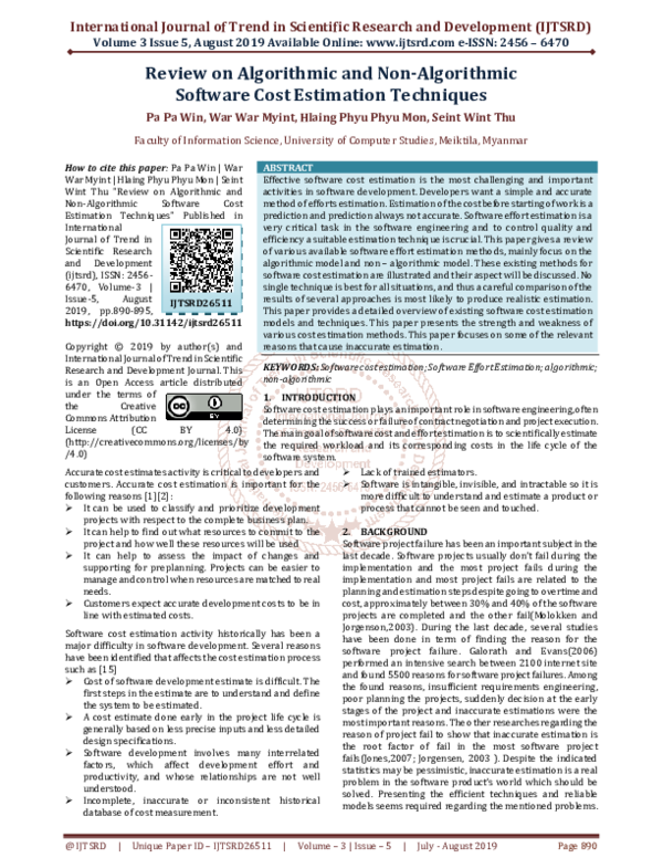 (PDF) Review on Algorithmic and Non Algorithmic Software Cost ...